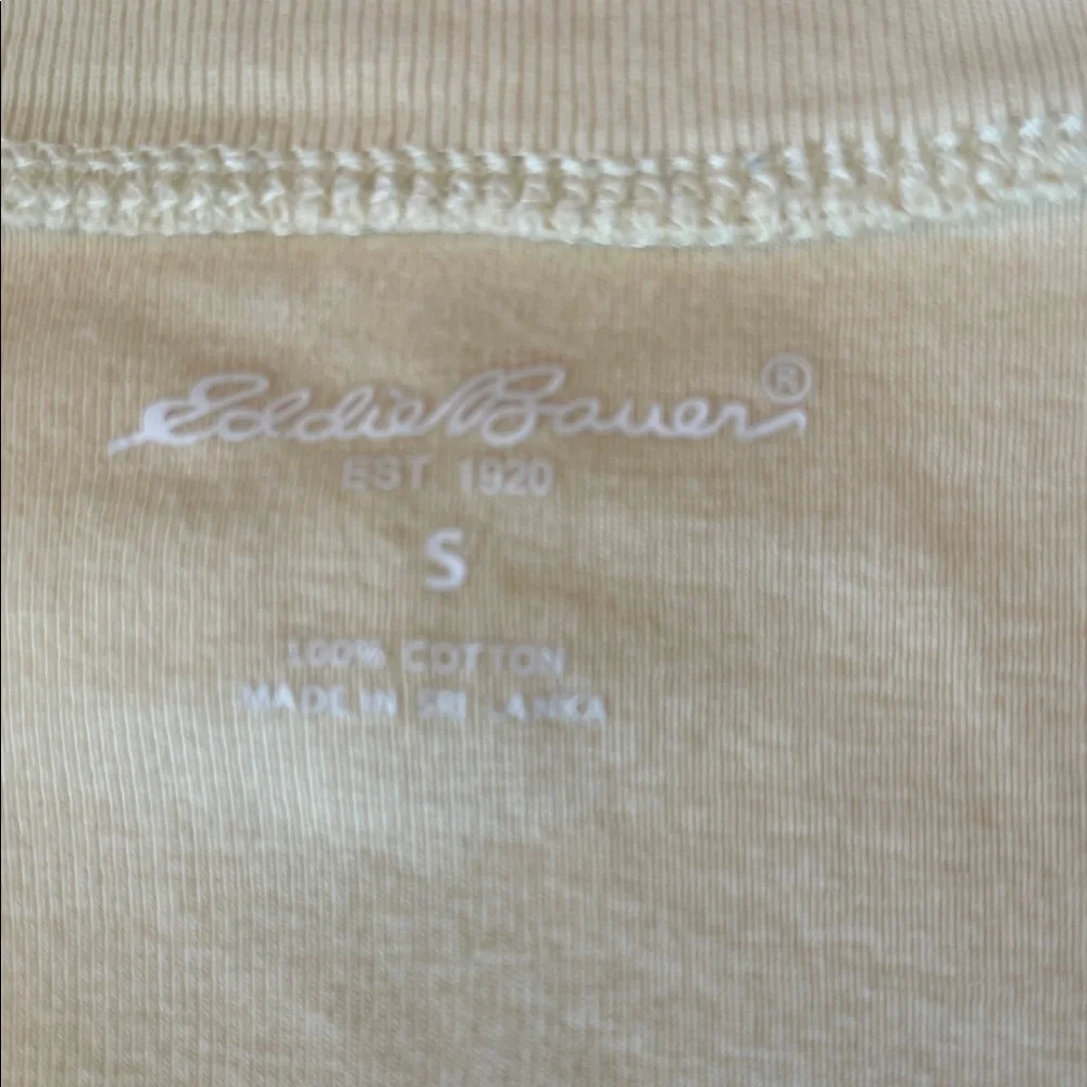 Eddie Bauer Yellow V-Neck Long Sleeve 100% cotton Top womens jersey size S small - Picture 6 of 7